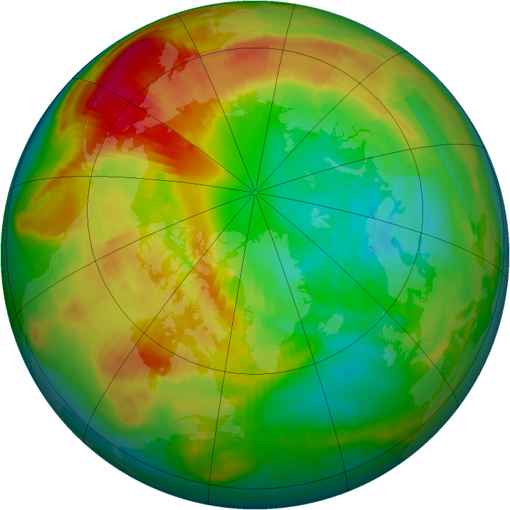 Arctic ozone map for 01 March 2000